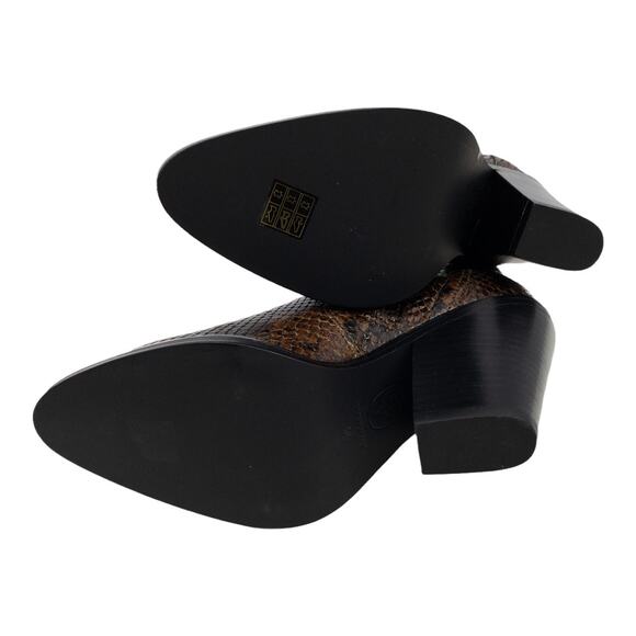 Ash Brown Snake Python Esquire Pointed Toe Leather Block Heel Calf Boots 36 US 5 - Picture 10 of 16